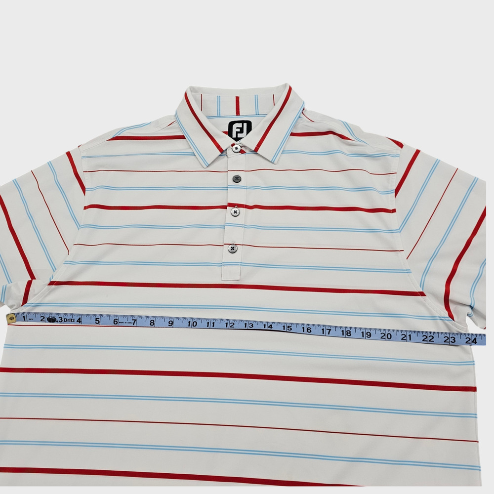 FootJoy Shirt Mens Large Golf Polo Stripes Plantation Course Edisto White Red - Picture 14 of 15